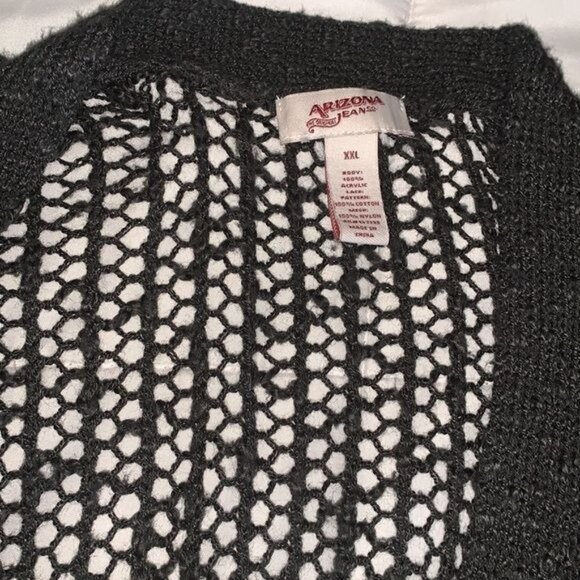 Arizona Jeans Black Knit Lace Hem Cardigan Sweater XXL - Picture 4 of 9